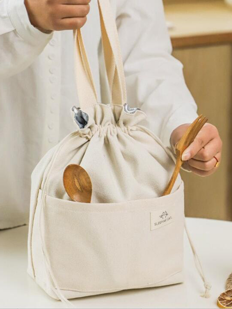 Tote Bag Sublimation - Drawstring Canvas Insulated Lunch Bag Thicken
