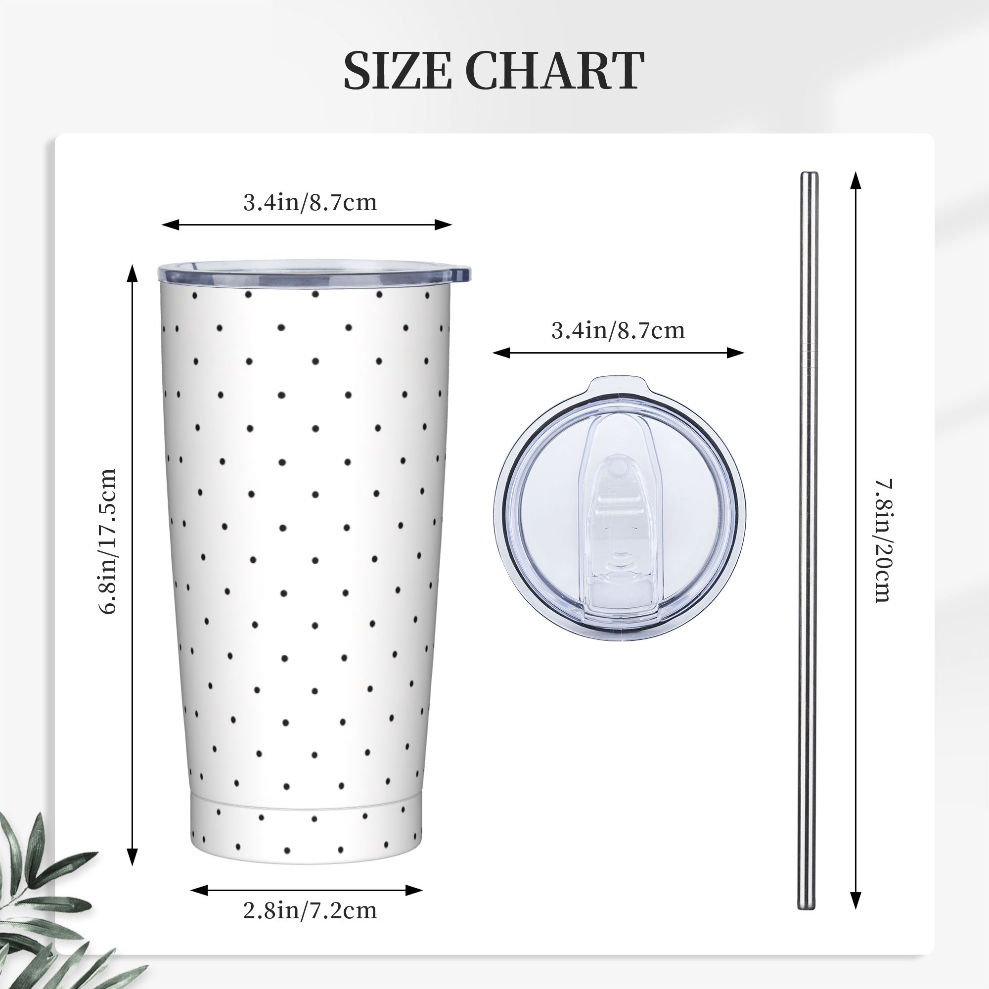 Black & White Polka Dot Patter - Tumbler 20Oz White incelemesi ve fiyatı