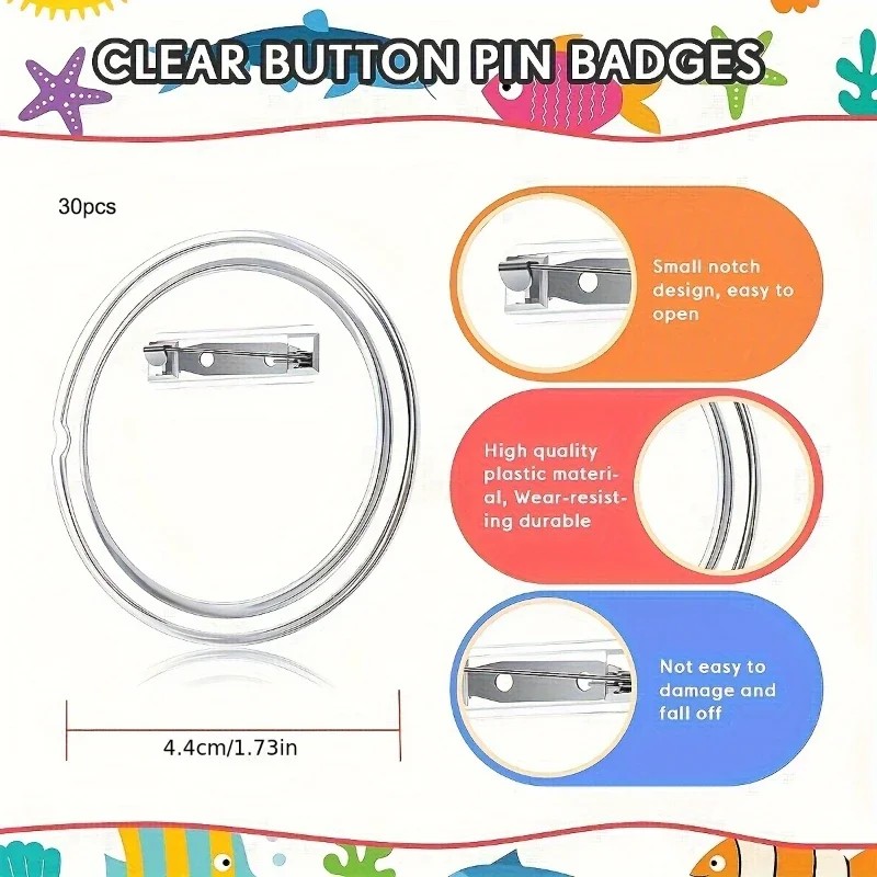 30pcs acrylic blank badge pin  - Button Badge Blank incelemesi ve fiyatı