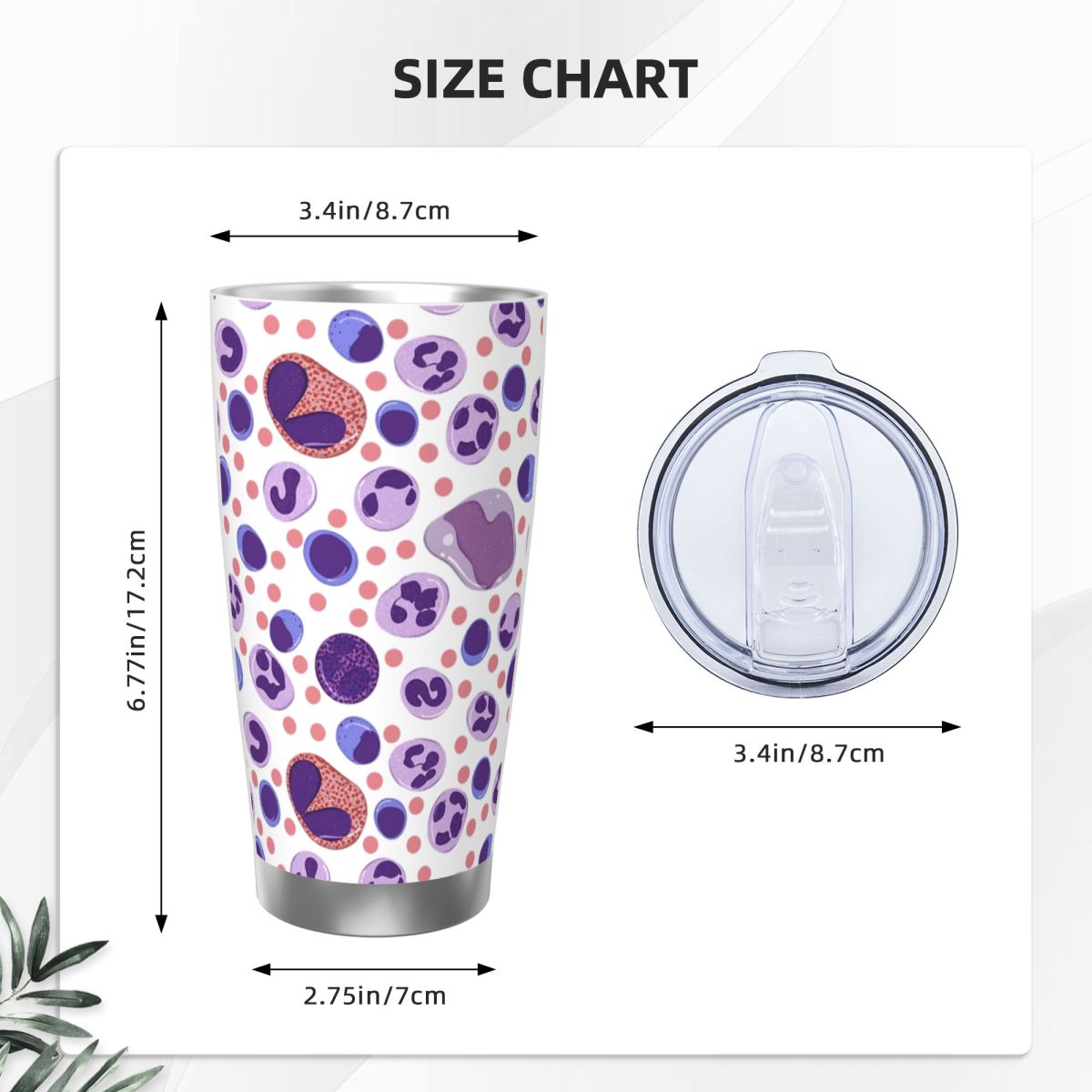 Large White Blood Cell Pattern - Tumbler 20Oz White incelemesi ve fiyatı