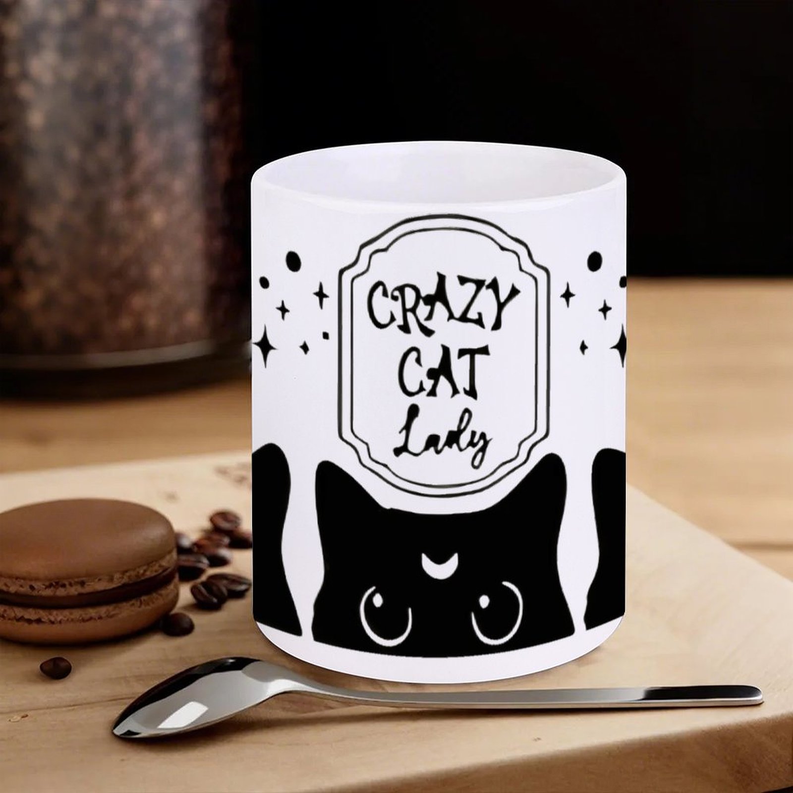 Three Black Cats With Crescent - Sublimation Mug White incelemesi ve fiyatı