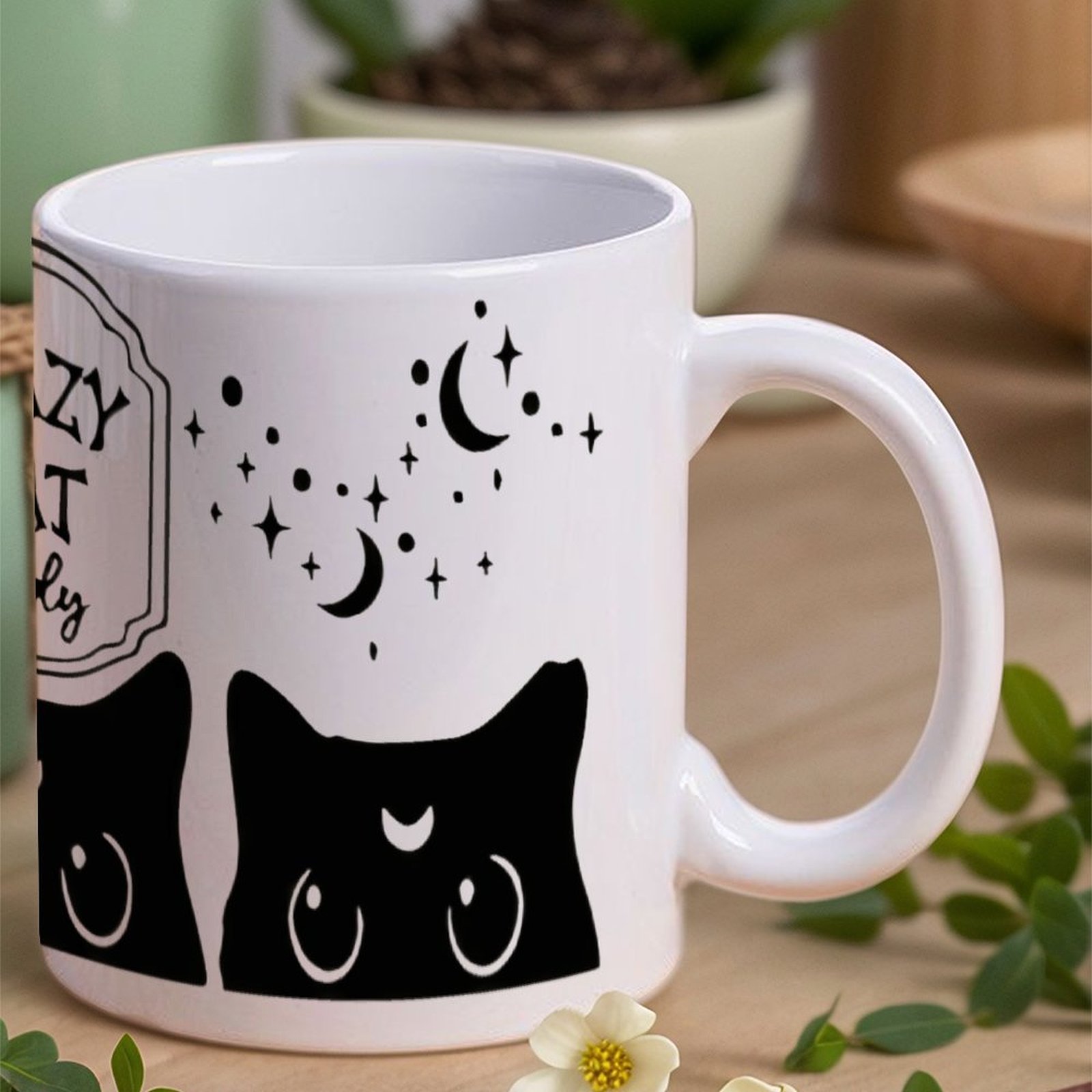 Three Black Cats With Crescent - Sublimation Mug White incelemesi ve fiyatı