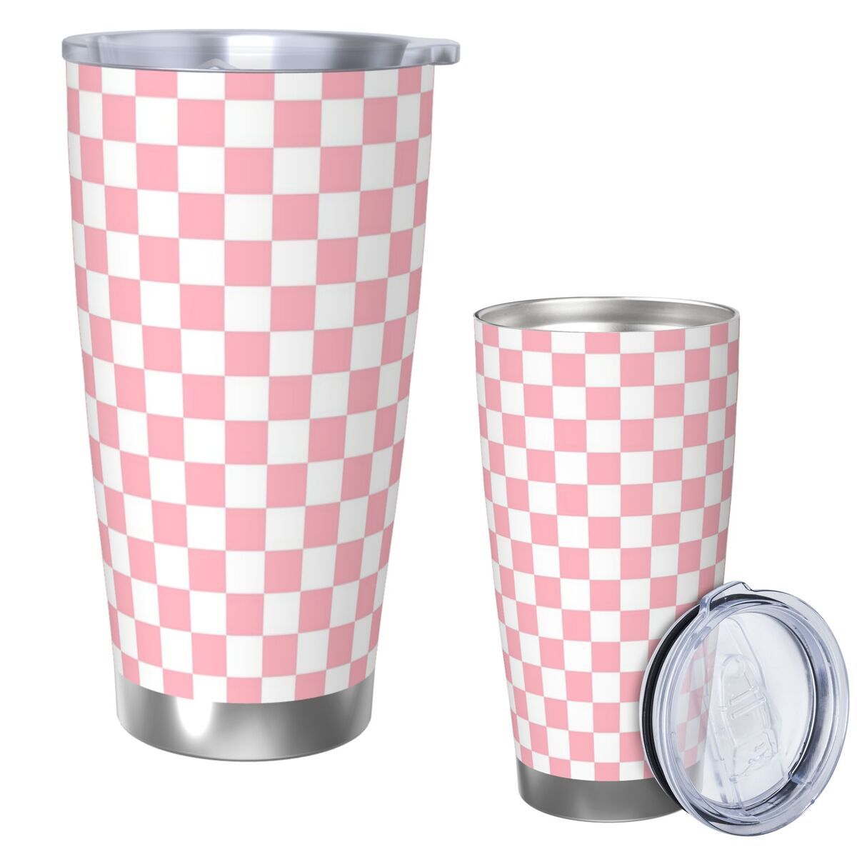 Pink White Checkerboard Patter - Tumbler 20Oz White incelemesi ve fiyatı