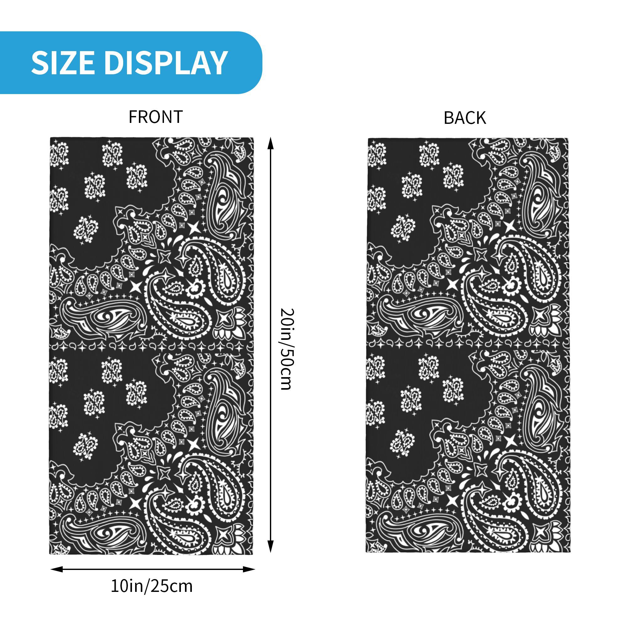 Custom Black And White Paisley - Bandana Blank White incelemesi ve fiyatı