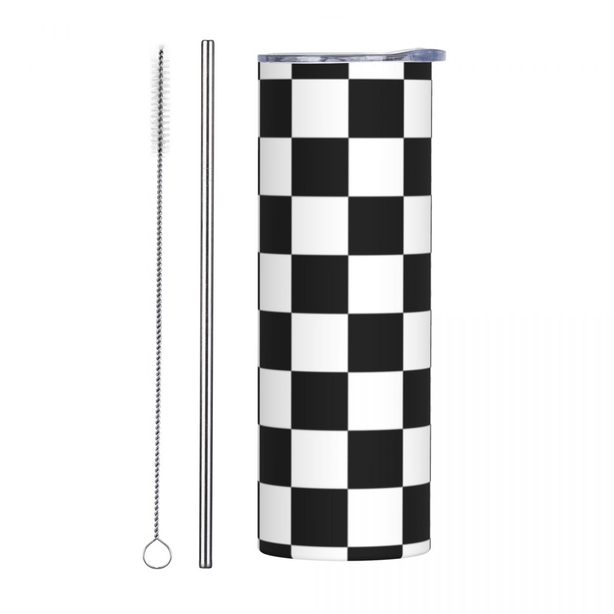 Black And White Checkerboard S - Tumbler 20Oz White incelemesi ve fiyatı