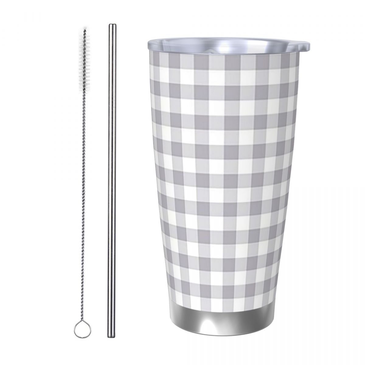 Gray And White Gingham Stainle - Tumbler 20Oz White incelemesi ve fiyatı