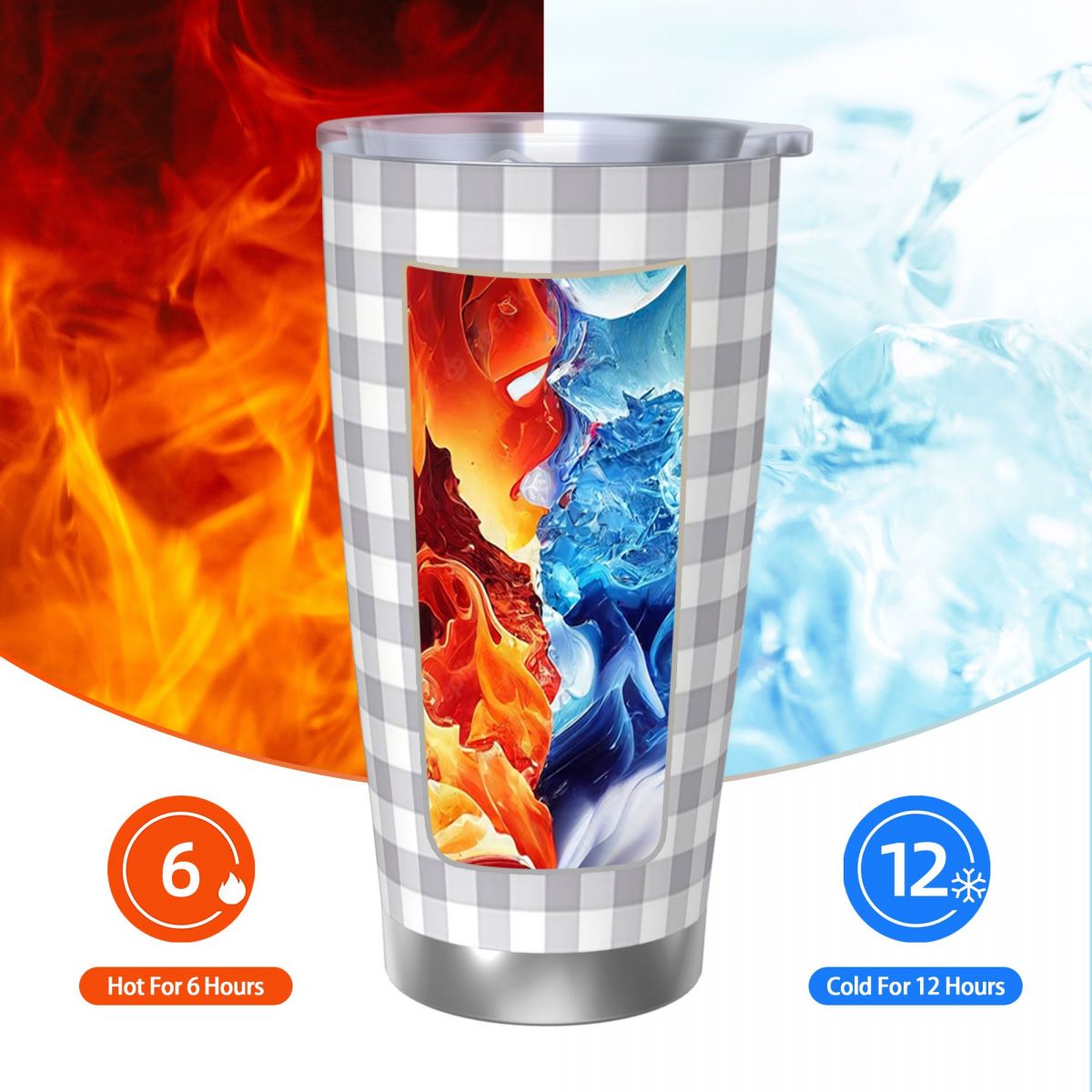 Gray And White Gingham Stainle - Tumbler 20Oz White incelemesi ve fiyatı