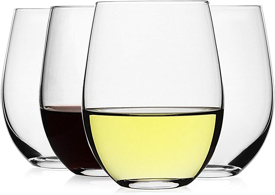Stemless Wine Glasses Set of 4 - Tumbler 20Oz White incelemesi ve fiyatı