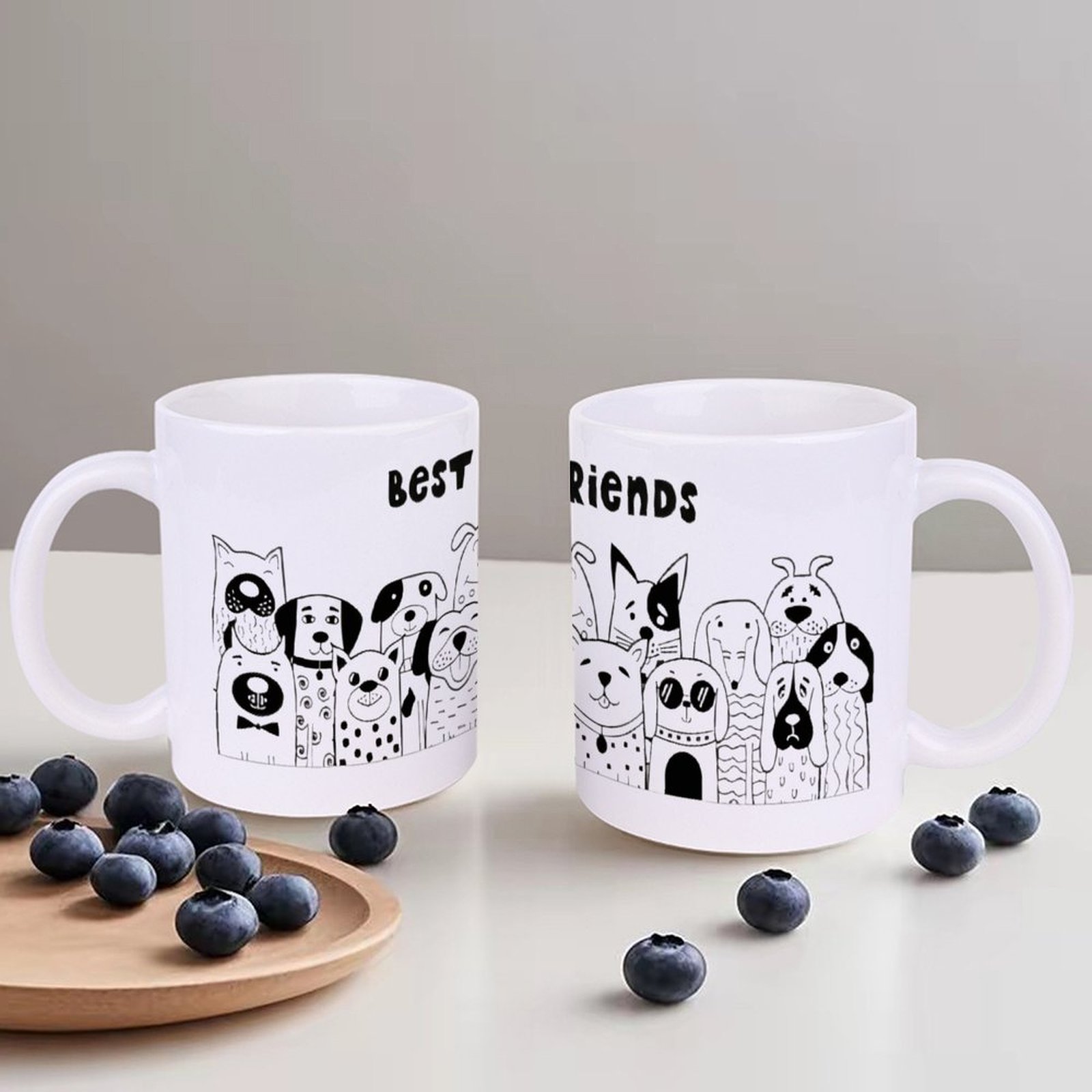 Illustration Of Dogs With The  - Sublimation Mug White incelemesi ve fiyatı