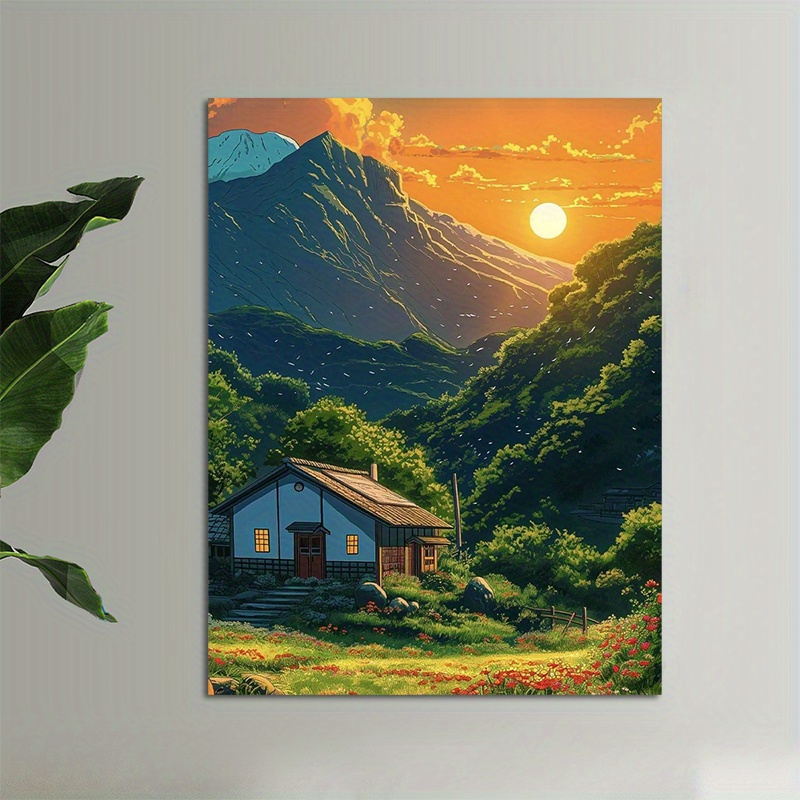 1pc Mountain Cabin Sunset Canv - Canvas Wrap Ready incelemesi ve fiyatı