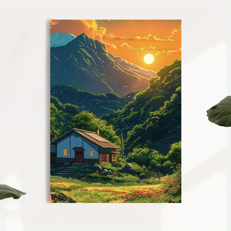 1pc Mountain Cabin Sunset Canv - Canvas Wrap Ready incelemesi ve fiyatı